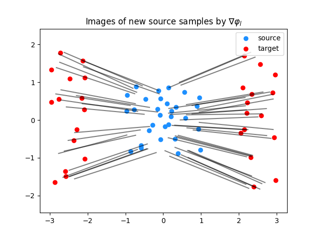 Images of new source samples by $\nabla \varphi_l$